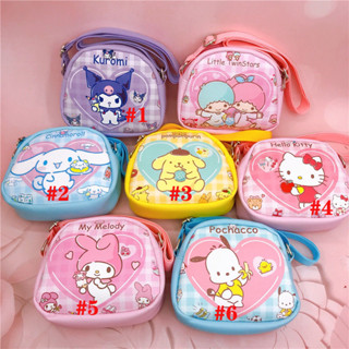 การ์ตูน Sanrio กระเป๋าสะพาย PU น่ารัก Kuromi Melody KT Mini กระเป๋าเหรียญเด็กกระเป๋า Messenger กระเป๋าเก็บ