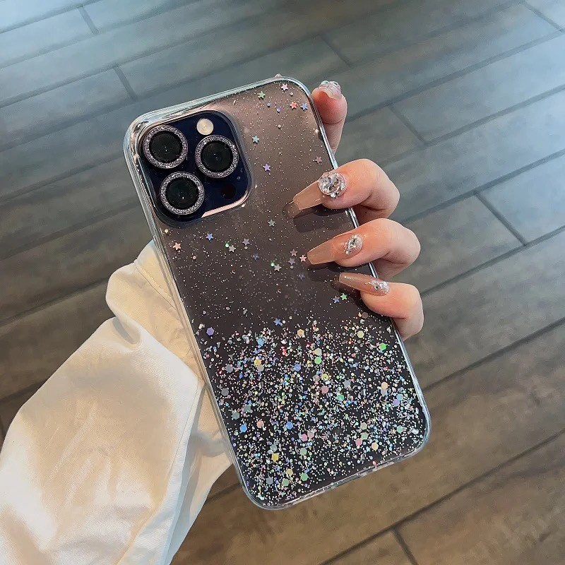 เคสโทรศัพท์ พิมพ์ลายดาว กลิตเตอร์ สีใส สำหรับ for iPhone 17 16 15 pro max 14 pro max 13 Pro Max se 2020 11 Pro Max  6 6s 7 8 Plus X XS Max XR - รูปที่ 4