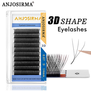 Anjosirma ตาปลอม 3D W 0.07C D DD W ขนมิงค์ สีดํา นิ่ม เป็นธรรมชาติ