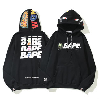 Bape เสื้อกันหนาวลําลอง มีฮู้ด ผ้าฝ้าย ปักลาย แฟชั่นสําหรับผู้ชาย และผู้หญิง