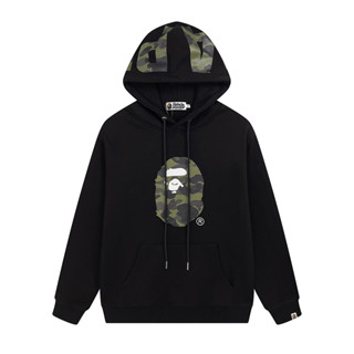 Bape เสื้อฮู้ดลําลอง ผ้าฝ้าย พิมพ์ลาย มีสไตล์ สําหรับทุกเพศ