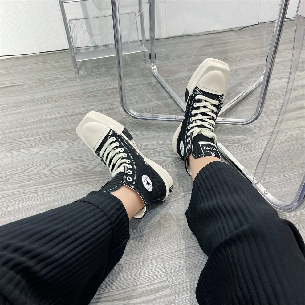 รองเท้าผ้าใบลําลอง ข้อสูง ทรงสี่เหลี่ยม ระบายอากาศได้ดี เข้ากับทุกการแต่งกาย แฟชั่นฤดูร้อน สไตล์สปอร์ต สําหรับผู้ชาย 2024