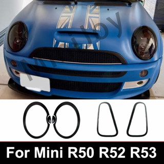 สติกเกอร์กรอบไฟหน้ารถยนต์ สีดําวาว สําหรับ MINI Cooper S R50 R52 R53