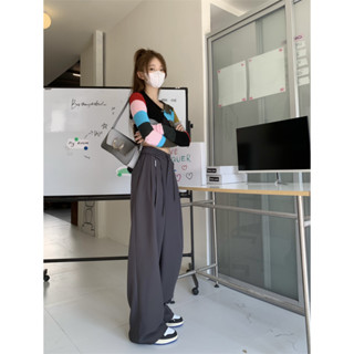 Sharon Lace up elastic waist high waist loose straight pants