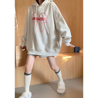 Bubble Bow Teen Letter Casual Retro Hooded Sweater Coat