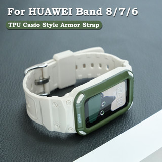 2 in 1 สายนาฬิกาข้อมือ TPU PC กรอบแข็ง แวววาว พร้อมเคสป้องกัน แบบเปลี่ยน สําหรับ Huawei Band 8 7 6 Honor Band 6