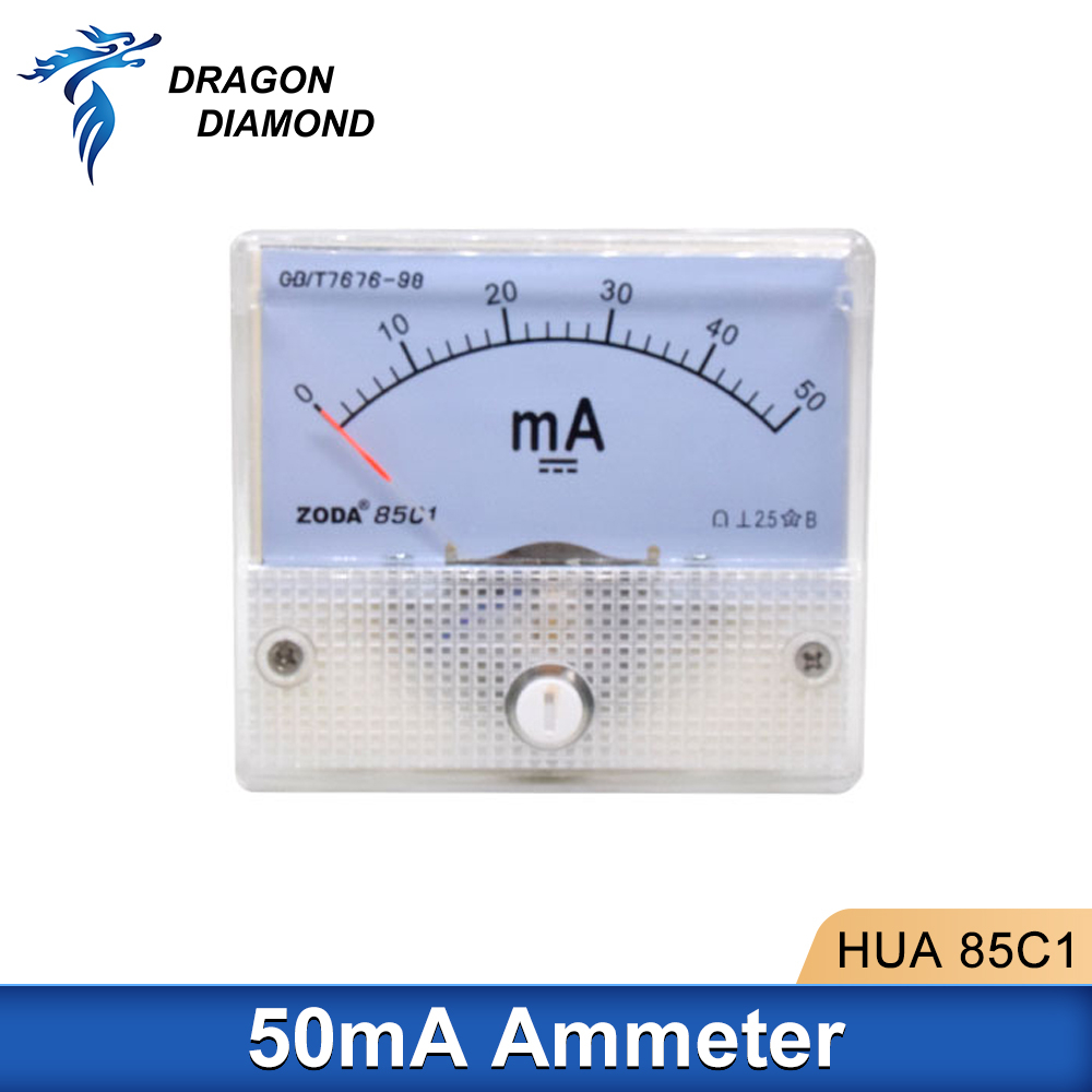 50ma แอมป์มิเตอร์ HUA 85C1 DC 0-50mA Analog Amp แผงเมตรสําหรับ Co2 เลเซอร์แกะสลักเครื่องตัดความแม่นยําสูง