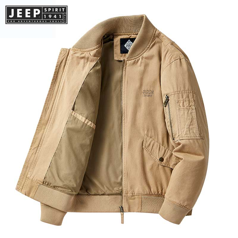 JEEP SPIRIT 1941 ESTD เสื้อแจ็กเก็ต ลําลอง มีซิป ขนาดใหญ่ ปักลาย คุณภาพสูง สําหร