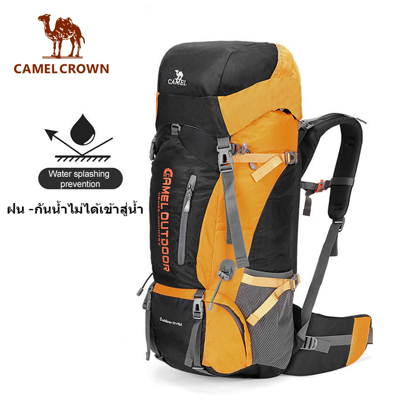 CAMEL CROWNกระเป๋าเป้ปีนเขาแบบมืออาชีพ 50 ลิตร กระเป๋าเป้เดินทางที่ทนทานต่อการฉีกขาดและกันน้ำ