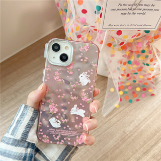 เคสนิ่ม ลายการ์ตูนกระต่าย ดอกไม้ สําหรับ iPhone 11 12 13 14 15 PRO MAX iPhone14 iPhone14Pro