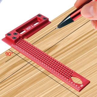 200MM Precision Scale Ruler L-Type Hole Ruler Aluminum alloy Woodworking Scribing Mark Line Gauge Carpenter Scribe MeasuringTool