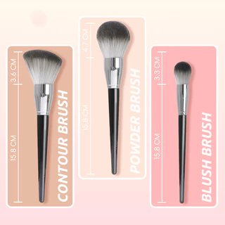 3ชิ้น/เซ็ตเครื่องสําอางแปรงผงอายแชโดว์ปัดแก้มแปรง รูปร่าง แปรงใบหน้าแต่งหน้าเครื่องมือ