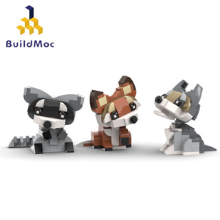 Buildmoc 3in1 ของเล่นตัวต่อ โมเดลสัตว์ แรคคูน สุนัขจิ้งจอก หมาป่า เสริมการเรียนรู้เด็ก 325 ชิ้น MOC-97102