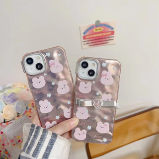 เคสโทรศัพท์มือถือ tpu แบบนิ่ม ลายกระต่ายสีชมพู สําหรับ iPhone 15pro 13pro 12pro 14 14promax 14pro 13promax 12promax