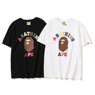 Bape เสื้อยืด คอกลม แขนสั้น ผ้าฝ้าย พิมพ์ลาย แฟชั่นสําหรับผู้ชาย และผู้หญิง