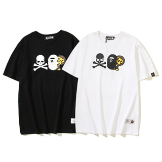 Bape เสื้อยืด คอกลม แขนสั้น ผ้าฝ้าย พิมพ์ลาย แฟชั่นสําหรับผู้ชาย และผู้หญิง