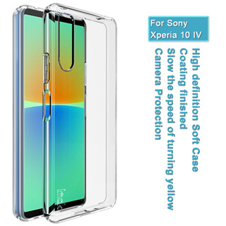 Imak Sony Xperia 10 IV เคสโทรศัพท์มือถือ ซิลิโคนนิ่ม TPU ใส กันกระแทก สีเหลือง หรูหรา สําหรับ Sony Anti Yellowish Silicone Cover