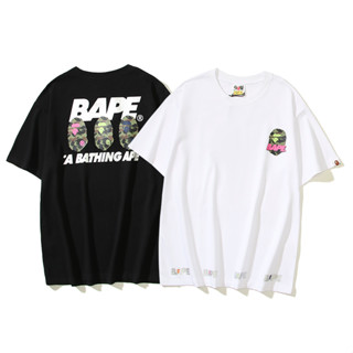 Bape เสื้อยืด คอกลม แขนสั้น ผ้าฝ้าย พิมพ์ลาย แฟชั่นสําหรับผู้ชาย และผู้หญิง