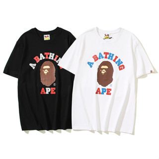 Bape เสื้อยืด คอกลม แขนสั้น ผ้าฝ้าย พิมพ์ลาย แฟชั่นสําหรับผู้ชาย และผู้หญิง