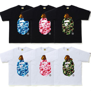 Bape เสื้อยืด คอกลม แขนสั้น ผ้าฝ้าย พิมพ์ลาย แฟชั่นสําหรับผู้ชาย และผู้หญิง