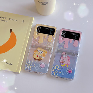 เคสโทรศัพท์มือถือ แบบพับได้ ลาย Sponge Baby น่ารัก สําหรับ Samsung Galaxy Z Flip 5 4 3 ZFlip5 ZFlip4 ZFlip3