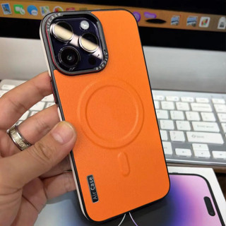 【Leather case/Orange】เคส compatible for iphone 12 13 14 15 pro max case