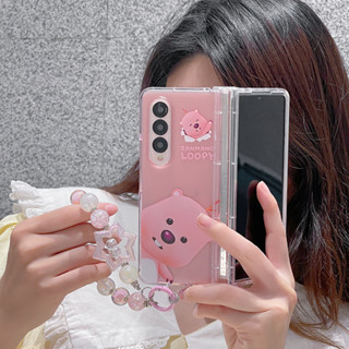 เคสโทรศัพท์มือถือแบบใส พับได้ พร้อมบานพับ สําหรับ Samsung Galaxy Z Fold 5 4 3 ZFold5 ZFold4 ZFold3