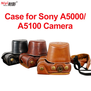 เคสกระเป๋าใส่กล้อง หนัง PU สไตล์วินเทจ คุณภาพสูง สําหรับกล้อง Sony A5000 A5100 A6000 A6100 A6300 A6400 ZVE10 16-50 มม.