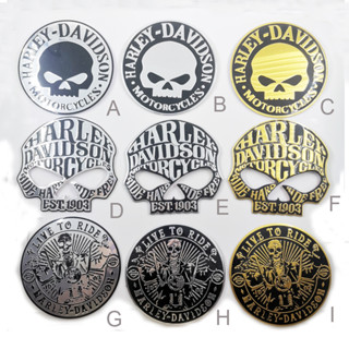 สติกเกอร์อลูมิเนียม ลายตราสัญลักษณ์ Harley Davidson Skull Rider เหมาะกับของขวัญ สําหรับตกแต่งรถยนต์ รถจักรยานยนต์ จํานวน 1 ชิ้น