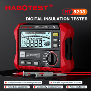 Habotest HT5203 เครื่องทดสอบแรงดันไฟฟ้าดิจิทัล AC DC หน้าจอ Lcd ความละเอียดสูง ขนาดใหญ่ พร้อมจอแสดงผลแบ็คไลท์