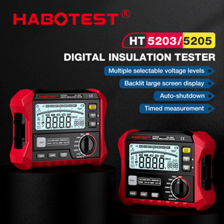 Habotest HT5203 HT5205 เครื่องทดสอบฉนวนกันความร้อนดิจิทัล หน้าจอ LCD ความละเอียดสูง ขนาดใหญ่ พร้อมจอแสดงผลแบ็คไลท์ AC DC