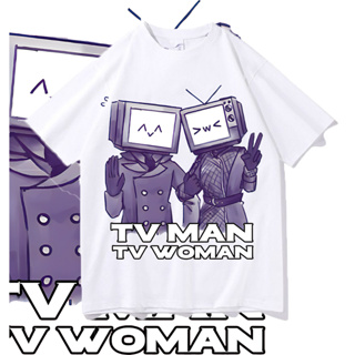 เสื้อยืด(พิมพ์ลาย)Skibidi Motif Toilet "TV MAN TV WOMAN"ราคาถูก