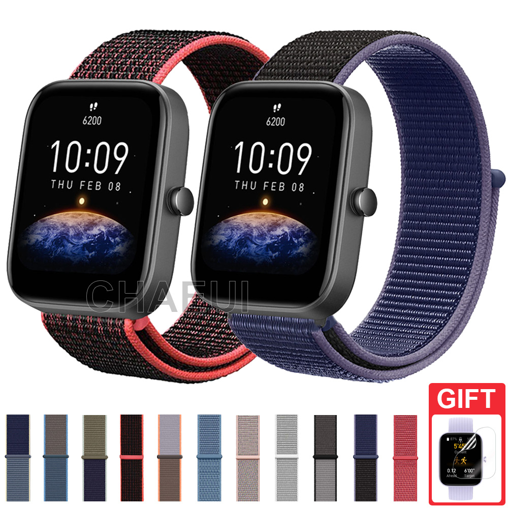 สายรัดไนลอนสร้อยข้อมือสําหรับ Amazfit Bip 6 5 Unity 3 U Pro GTS 4 Mini GTS3 GTS2