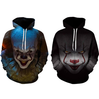 It Pennywise เสื้อแจ็กเก็ตกันหนาว มีฮู้ด แบบสวมหัว ลําลอง ตลก ปาร์ตี้ฮาโลวีน สําหรับผู้ชาย