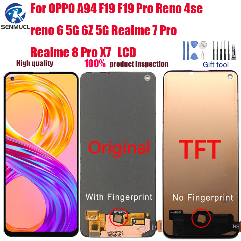 ของแท้ TFT หน้าจอแสดงผล LCD พร้อมกรอบ แบบเปลี่ยน สําหรับ Oppo A94 F19 Pro Reno 4se reno6 5G 6Z 5G Realme 7 Pro Realme 8 Pro Realme X7