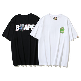 Bape เสื้อยืด คอกลม แขนสั้น ผ้าฝ้าย พิมพ์ลาย แฟชั่นสําหรับผู้ชาย และผู้หญิง