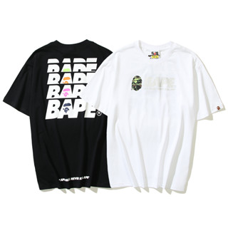 Bape เสื้อยืดแขนสั้น ผ้าฝ้าย พิมพ์ลาย แฟชั่นสําหรับผู้ชาย และผู้หญิง