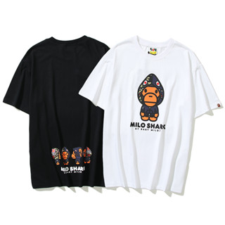 Bape เสื้อยืด คอกลม แขนสั้น ผ้าฝ้าย พิมพ์ลาย แฟชั่นสําหรับผู้ชาย และผู้หญิง