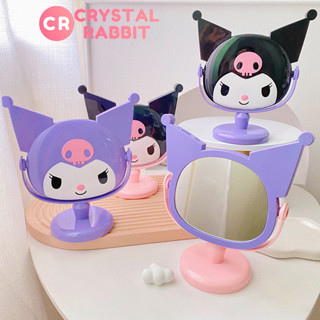 CRYSTAL RABBIT ins กระจกแต่งหน้าลายการ์ตูนน่ารัก Kuromi/Melody/Hello Kitty กระจกตั้งโต๊ะ กระจกแต่งหน้า