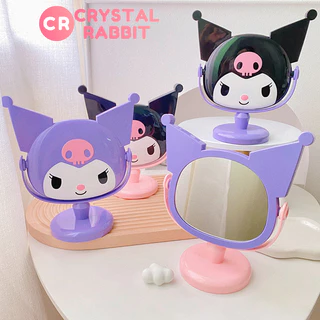 CRYSTAL RABBIT ins กระจกแต่งหน้าลายการ์ตูนน่ารัก Kuromi/Melody/Hello Kitty กระจกตั้งโต๊ะ กระจกแต่งหน้า