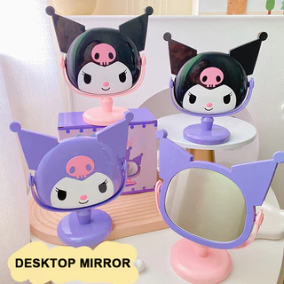 CRYSTAL RABBIT ins กระจกแต่งหน้าลายการ์ตูนน่ารัก Kuromi/Melody/Hello Kitty กระจกตั้งโต๊ะ กระจกแต่งหน้า