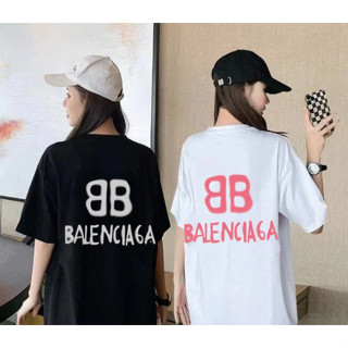 Balga ใหม่ เสื้อยืดลําลอง แขนสั้น พิมพ์ลายตัวอักษร Double B แฟชั่นสําหรับผู้ชาย และผู้หญิง