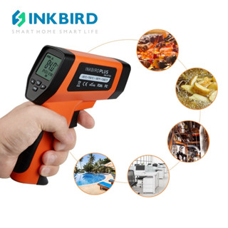 Inkbird เครื่องวัดอุณหภูมิ อินฟราเรด ดิจิทัล เลเซอร์ ปืนอุณหภูมิอุตสาหกรรม ไม่สัมผัส LCD เครื่องวัดอุณหภูมิอินฟราเรด สีส้ม