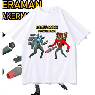 เสื้อยืด Skibidi Motif Toilet "TV MAN TV WOMAN"T-Shirt