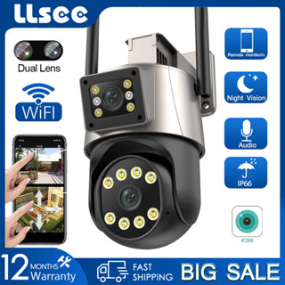 LLSEE icsee กล้องวงจรปิด wifi 360, กล้องวงจรปิดกลางแจ้ง, 8MP 4K บ้านเฝ้าระวังการเชื่อมต่อไร้สายการควบคุมโทรศัพท์มือถือ, การติดตามอัตโนมัติ, พูดคุยสองทาง, กันน้ำ