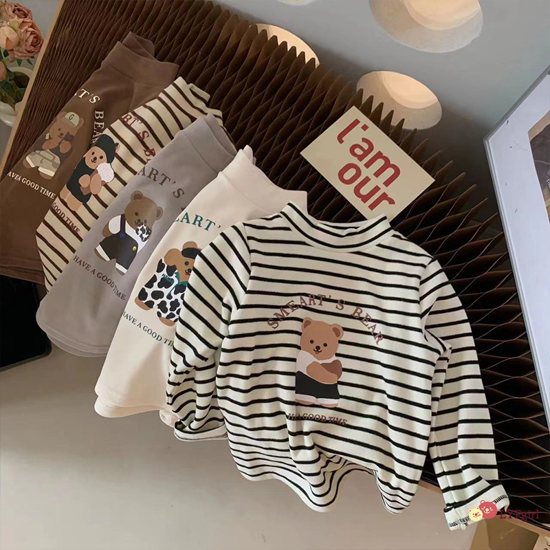 เด็กๆเสื้อยืดแขนยาว ผ้ากํามะหยี่ พิมพ์ลายการ์ตูนเยอรมัน ให้ความอบอุ่น เหมาะกับฤดูใบไม้ร่วง และฤดูหนาว สําหรับเด็ก