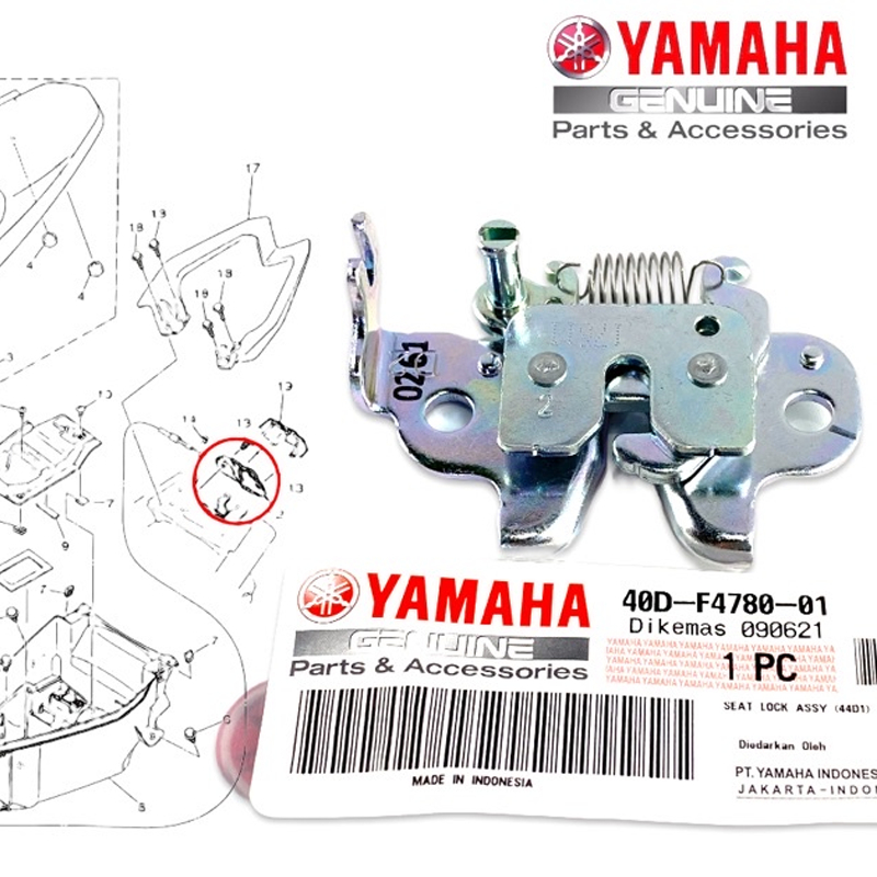 ✅✅ SEAT LOCK ASSY M3/ SOUL i125/ SOUL Fi 115/ SNIPER 135 150/ NMAX V1/AEROX V1& V2 40D-F4780-01