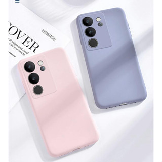 เคสซิลิโคนนิ่ม ขอบตรง กันกระแทก ป้องกันกล้อง หลากสี สําหรับ VIVO V29 5G