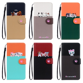 ใหม่ เคสโทรศัพท์มือถือหนัง PU ฝาพับ ลายการ์ตูนสุนัข แมวขี้เล่น พร้อมช่องใส่บัตร สําหรับ iPhone 15 14 Pro Max 14 15 Plus