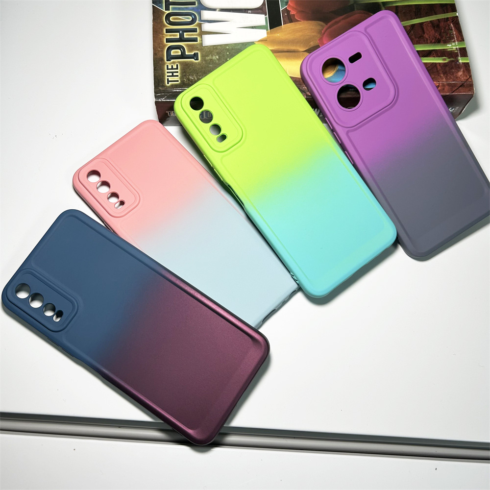 เคสโทรศัพท์มือถือแบบนิ่ม TPU บาง ไล่โทนสี กันรอยเลนส์กล้อง หรูหรา สําหรับ Vivo Y20 Y12i V20 SE V25 V23 V25 Y35 Y33S Y21 Y21T
